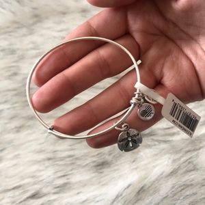 Silver Alex and Ani Sand Dollar Charm Bangle